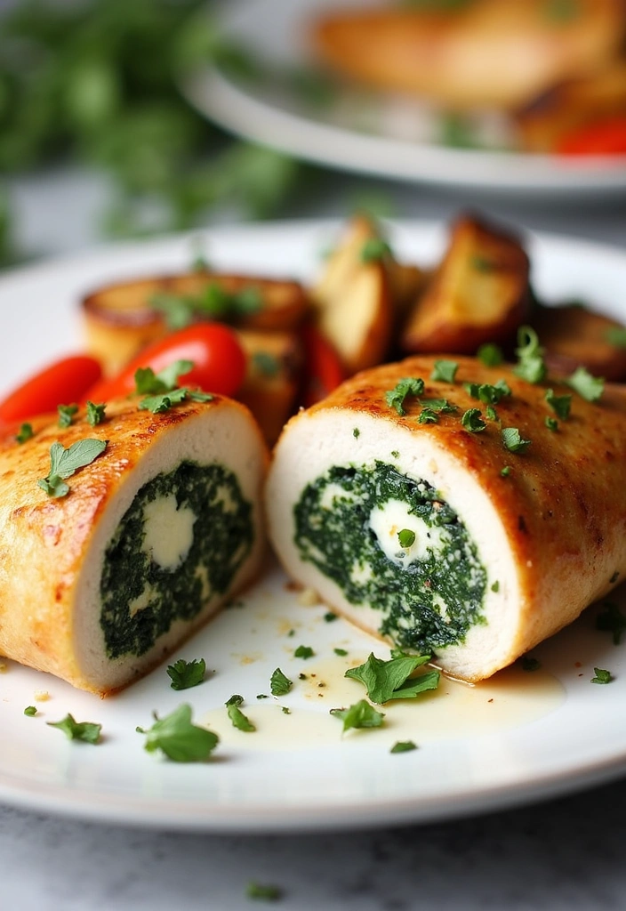 15 Healthy Meals You'll Crave (Even Picky Eaters Will Love #7!) - 9. Spinach & Feta Stuffed Chicken Breast