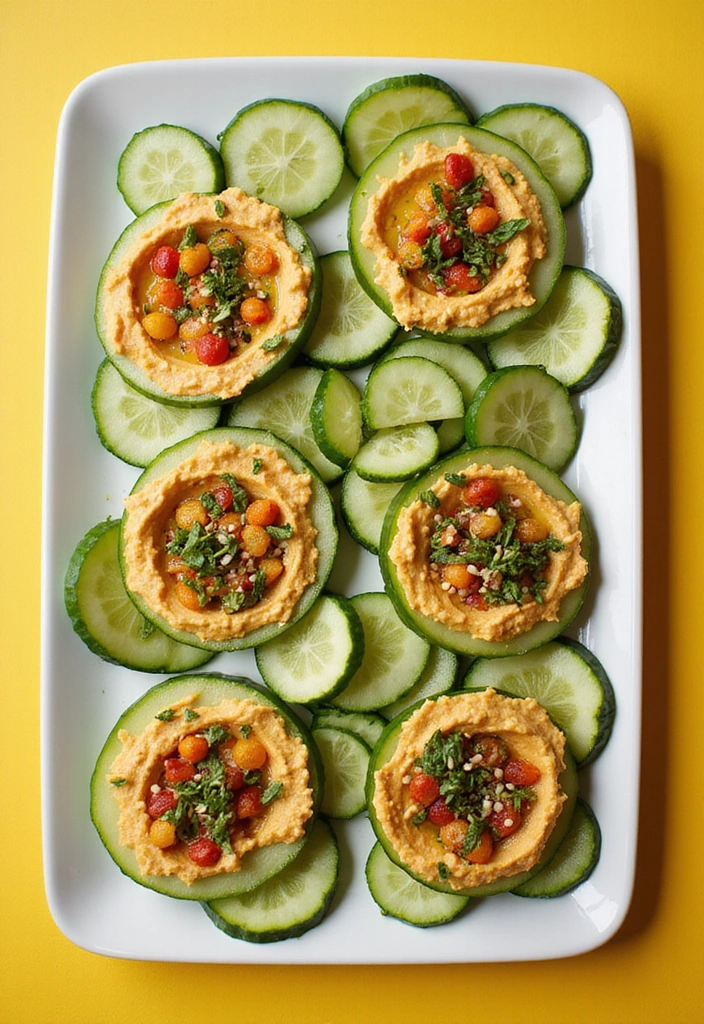 20 Low-Carb Snack Ideas That'll Keep You Satisfied All Day Long! - 11. Cucumber Hummus Bites